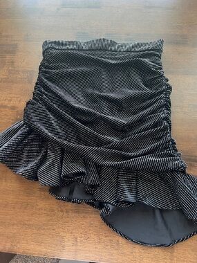 Zara Black & White Polka Dot High-Low Ruffle Skirt